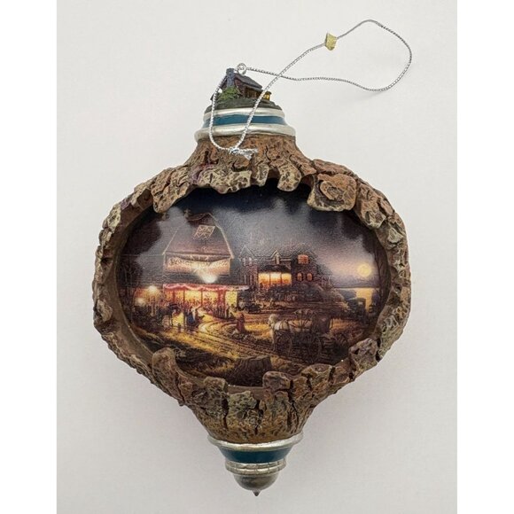 Vtg Terry Redlin Harvest Moon Ball Christmas Ornament Light-Up Bradford Editions - Picture 3 of 9